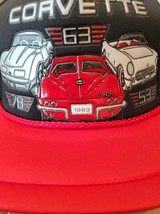 OLD VTG Corvette,53,63,78-3-D Graphics on Trucker&#39;s black mesh ball cap w/red bi - £15.73 GBP