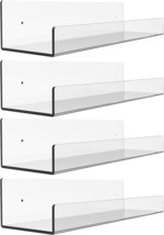 4 Pack Clear Acrylic Floating Wall Ledge Shelf,15&quot;, Clear By Cq Acrylic - £28.09 GBP