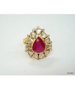 Gold Ring Diamond Gemstone Ring Ruby Gemstone Ring Diamond Polki Rings - £948.84 GBP
