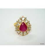 Gold Ring Diamond Gemstone Ring Ruby Gemstone Ring Diamond Polki Rings - £933.41 GBP