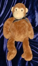Mary Meyer 8&quot; 13&quot; Brown Tan Stuffed Plush Monkey Doll Lovey Animal Toy B EAN S Bow - £9.37 GBP