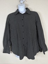 Foxcroft Womens Plus Size 24W (2X) Blk/Wht Dot Button Up Shirt Long Sleeve - $14.30