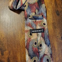 Vintage Manzoni Tie, Retro Necktie, Hand Made in Italy, Silk, Red Blue Swirl image 2