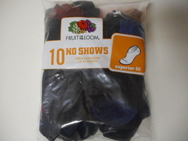 Boys Fruit Of The Loom No Show Socks 10 Pair Black Size Small 4.5-8.5 NEW - $8.98