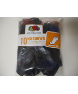 Boys Fruit Of The Loom No Show Socks 10 Pair Black Size Small 4.5-8.5 NEW - $275.59 MXN