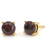 Garnet 6mm Round Stud Earrings in 14k Yellow Gold - $279.00