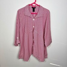 Ali Miles Wearable Art to Wear Blouse Shirt Top Size Large White &amp; Red S... - $39.82