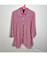 Ali Miles Wearable Art to Wear Blouse Shirt Top Size Large White &amp; Red S... - $748.94 MXN