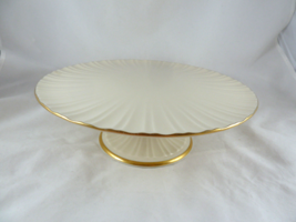 Vintage LENOX Fluted Pedestal Footed Cake Plate Stand 24K Gold Rim - £18.74 GBP