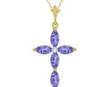 Galaxy Gold GG 14K Solid Yellow Gold Natural Tanzanite and Diamond Cross... - $739.52