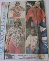 Vintage McCall&#39;s 4865 BOHO Pullover Handkerchief Poncho Shirt Top Sewing... - $12.36
