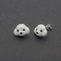 2Ct Round Cubic Zirconia Dog Shape Stud Earrings 14k White Gold Silver Plated - £86.92 GBP