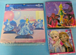 Disney Cinderella Party Centerpiece Tinker Bell &amp; Frozen Napkins Lot of ... - £11.92 GBP