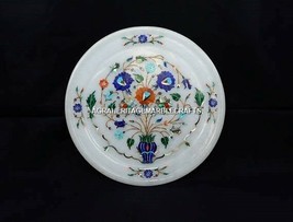 8&quot; Marble Collectible Round Plate Handmade Inlay Art Occasional Gift Dec... - $224.90