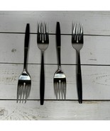 4 Interpur Stainless Black Handle Salad Fork Canoe Heart Scroll Pattern ... - $15.83