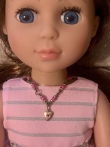 14 Inch Doll Jewelry • Pink Beaded Heart Pendant Doll Necklace for 14” Doll - £6.98 GBP