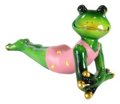 Ebros Whimsical Diva Green Lady Frog In Pink Swimsuit &amp; Golden Manicure Figurine - £17.63 GBP