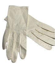 Vintage Women&#39;s Leather Gloves White Leather Italy - $353.68 MXN