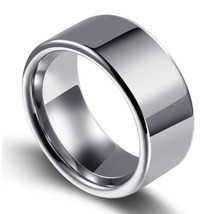 10mm Tungsten Carbide Ring Men Engagement Wedding Band Flat Polished Shiny Comfo - £19.25 GBP