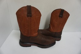 Mens Wolverine leather boots steel toe javelina dark brown and brown siz... - $148.45