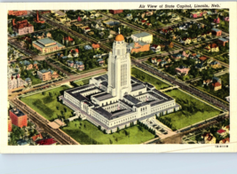Air View of State Capitol Lincoln Nebraska Postcard - £4.07 GBP