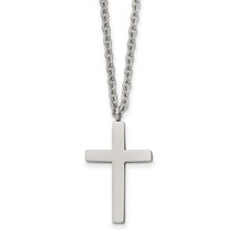 MJ Stainless Steel Polished 25mm Cross Pendant on an 18 inch Cable Chain... - $37.00