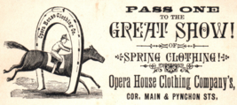 Springfield Massachusetts Horse Jockey Opera House Trade Card - £13.71 GBP