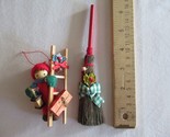 Vintage 1984 Lot 2x Kurt Adler Broom &amp; Boy on Ladder Christmas Ornament ... - $12.34