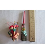 Vintage 1984 Lot 2x Kurt Adler Broom &amp; Boy on Ladder Christmas Ornament ... - $12.34