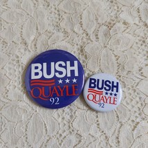 Two Bush Quayle 1992 Buttons Political Pins Free Us Shipping - £9.58 GBP