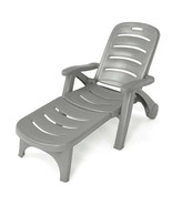 5 Position Adjustable Folding Lounger Chaise Chair on Wheels-Gray - Colo... - £137.78 GBP