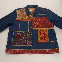 Coldwater Creek RN#98516 Women's Blue Floral Applique Embroidered Jacket Size XL image 11