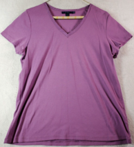 Boden T Shirt Top Womens Size 14 Purple 100% Cotton Short Casual Sleeve V Neck - £8.73 GBP