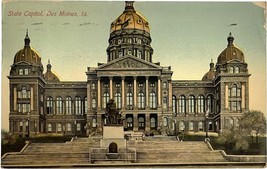 State Capitol, Des Moines, Iowa, vintage post card 1911 - £11.79 GBP