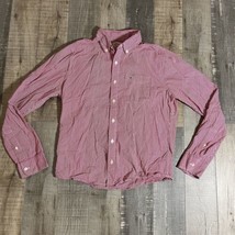 Hollister Mens Button Down Shirt Red Long Sleeve Collared Logo Pocket Si... - $18.88