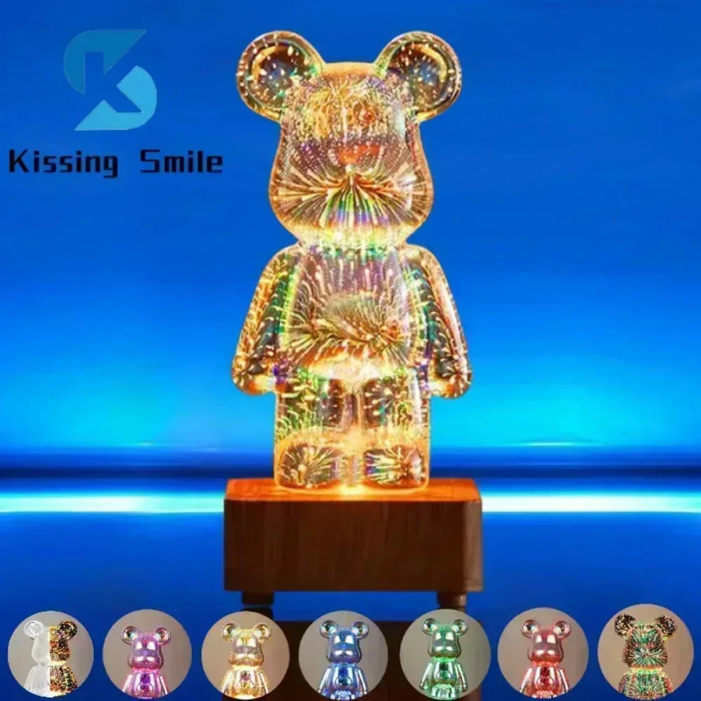 LED 3D Bear Firework Night Light USB Projector Lamp Color Changeable Amb... - $13.44+
