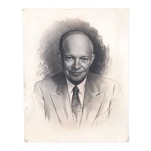 President Dwight D. Eisenhower Pencil Sketch Portrait Photo Lainson Studios 1952 - £91.82 GBP