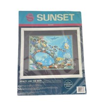 Dimensions Sunset Crewel BEAUTY and THE REEF Kit 11074 Colorful Fish Coral - £18.99 GBP