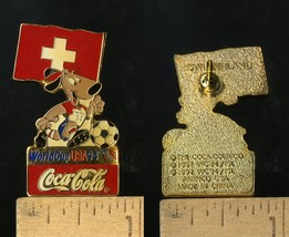 Vintage Fifa Usa World Cup Soccer 1994 Mascot &amp; Coca Cola Switzerland Pin - £3.95 GBP