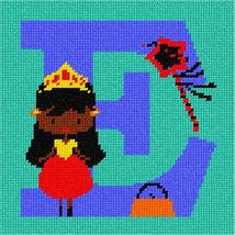 Pepita Needlepoint Canvas: Letter E Princess, 7&quot; x 7&quot; - $50.00+