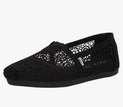 TOMS Alpargata Natural Lace Slip On  Womens Flats Black Flat Sz 7 Canvas... - $25.26