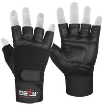 Defy Padded Weight Lifting Gloves With 13&quot; Long Wrist Wrap Genuine Leath... - £13.30 GBP