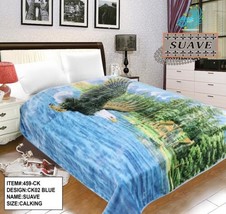 Fly Eagle Blue Color Plush Blanket Softy And Warm California King Size - £62.27 GBP