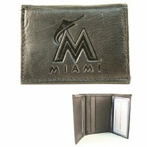 Miami Marlins MLB Black Leather Tri-fold Wallet - £12.01 GBP