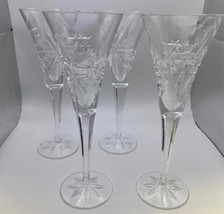 Waterford Crystal Snow Crystals Set Of 4 X Champagne Flutes Glasses - £175.85 GBP