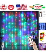 Multicolor String Lights Curtain with 8 Lighting Modes for Indoor/Outdoo... - $17.26 CAD