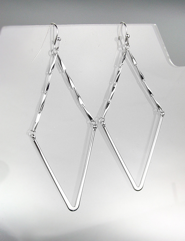 Primary image for CHIC Urban Anthropologie 3" Long Silver Metal Flat Bone Chain V Dangle Earrings