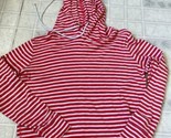 J. CREW Women Medium 100% Cotton Coral Pink White Striped Pull Over Hoodie - £21.07 GBP