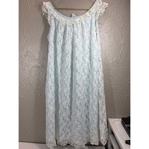 Miss Siren Blue Nylon Ivory Lace Sleeveless Peignoir Nightgown Womens Sz... - $932.02 MXN