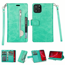 Leather Card Holding Zipper Case w/Strap MINT GREEN For iPhone 14 Pro Max - £7.48 GBP